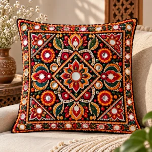 Ahir Embroidered Pillow Cover