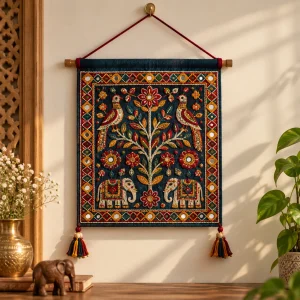 Embroidered Wall Hanging – 18 × 12 in