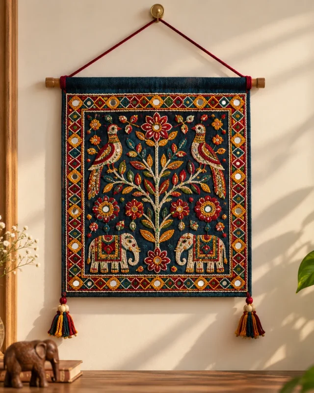 Embroidered Wall Hanging – 18 × 12 in